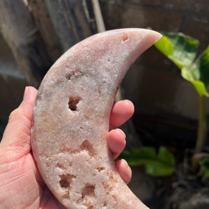 Pink Amethyst Black Amethyst crystal Sugar Druzy Crescent Moon