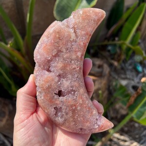 Sparkly Sugar Druzy Pink Amethyst Purple Amethyst Red Quartz Crystal Moon