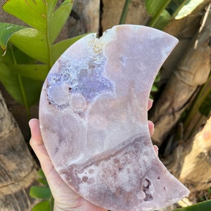 Pink Amethyst Quartz Crystal Druzy Moon with Stand