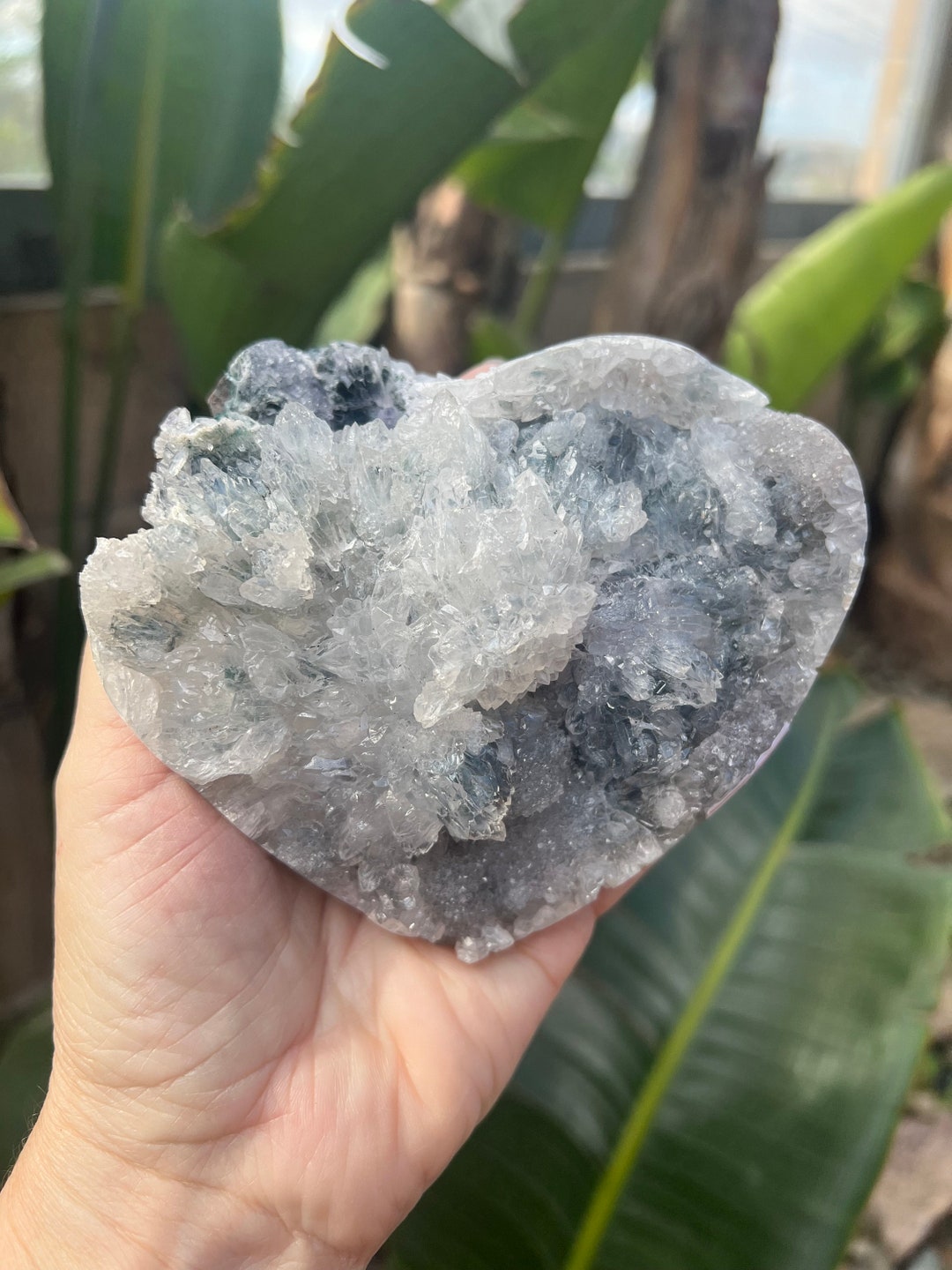 Zeolite Crystal Heart Amethyst Flower Quartz Crystal Heart Etsy