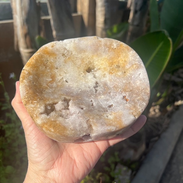 Pink Amethyst Quartz Crystal Druzy Bowl, Jewelry Holder, Trinket Holder