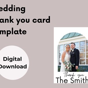 Cartão de agradecimento de casamento minimalista 5x7 com foto