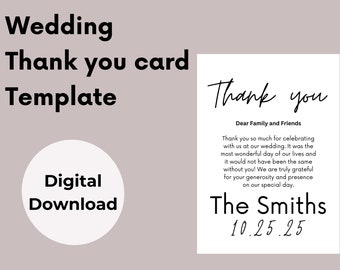 Simple and Minimalist 5x7 Wedding Thank You Card