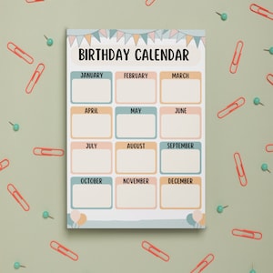 Celebrantes de cumpleaños de clase, cartel de cumpleaños en el aula, calendario de cumpleaños, cumpleaños en el aula, cartel de cumpleaños, cumpleaños de estudiantes