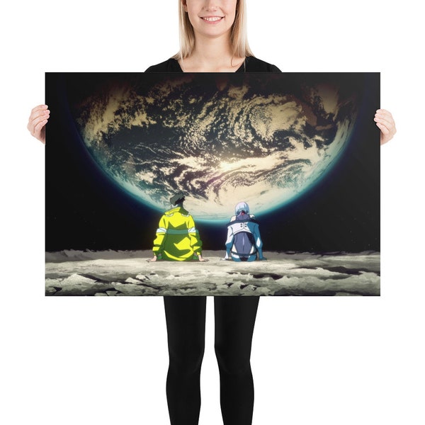 Cyberpunk Edgerunners Anime David and Lucy on Moon Customizable Poster Print