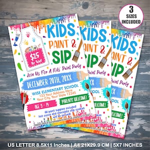 Paint and Sip Party Flyer, Paint Night, Painting Party, Paint and Sip, Editable Template