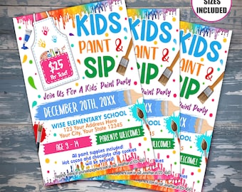Paint and Sip Party Flyer, Paint Night, Painting Party, Paint and Sip, Editable Template