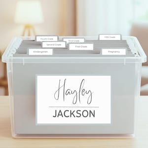 Memory Box Starter Kit | File Cover Pages, Tabs & Box Label | Editable Milestone Pages | Baby Keepsake File Box | School Year Questionnaire