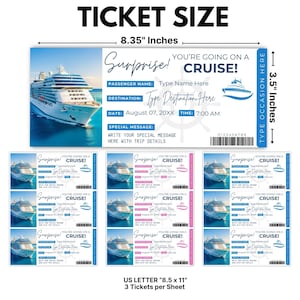 Editable Cruise Ticket Template | Printable Cruise Surprise Ticket | Gift Ticket | Cruise Surprise Boarding Pass | Cruise Vacation