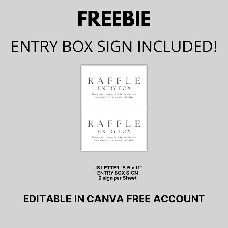 Editable Diaper Raffle Tickets Template for Baby Shower Minimalist | Printable Baby Shower Raffle | Baby Shower Raffle Station