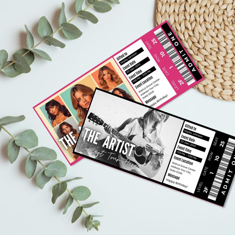 Create Custom Concert Tickets Editable Concert Ticket | DIY Tickets Template | Custom Concert Ticket ...