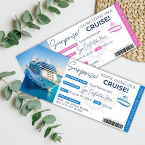 Editable Cruise Ticket Template | Printable Cruise Surprise Ticket | Gift Ticket | Cruise Surprise Boarding Pass | Cruise Vacation