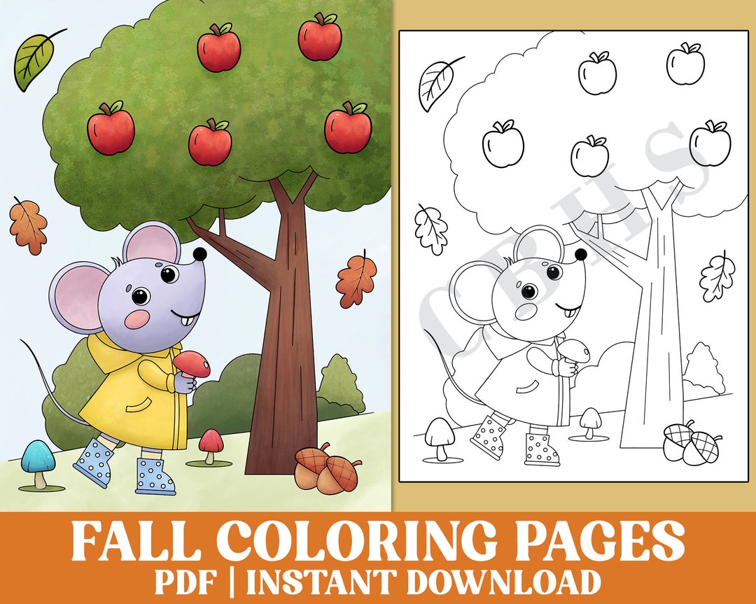 Fall Coloring Pages for Kids Printable V1, Kids Coloring Pages PDF File ...