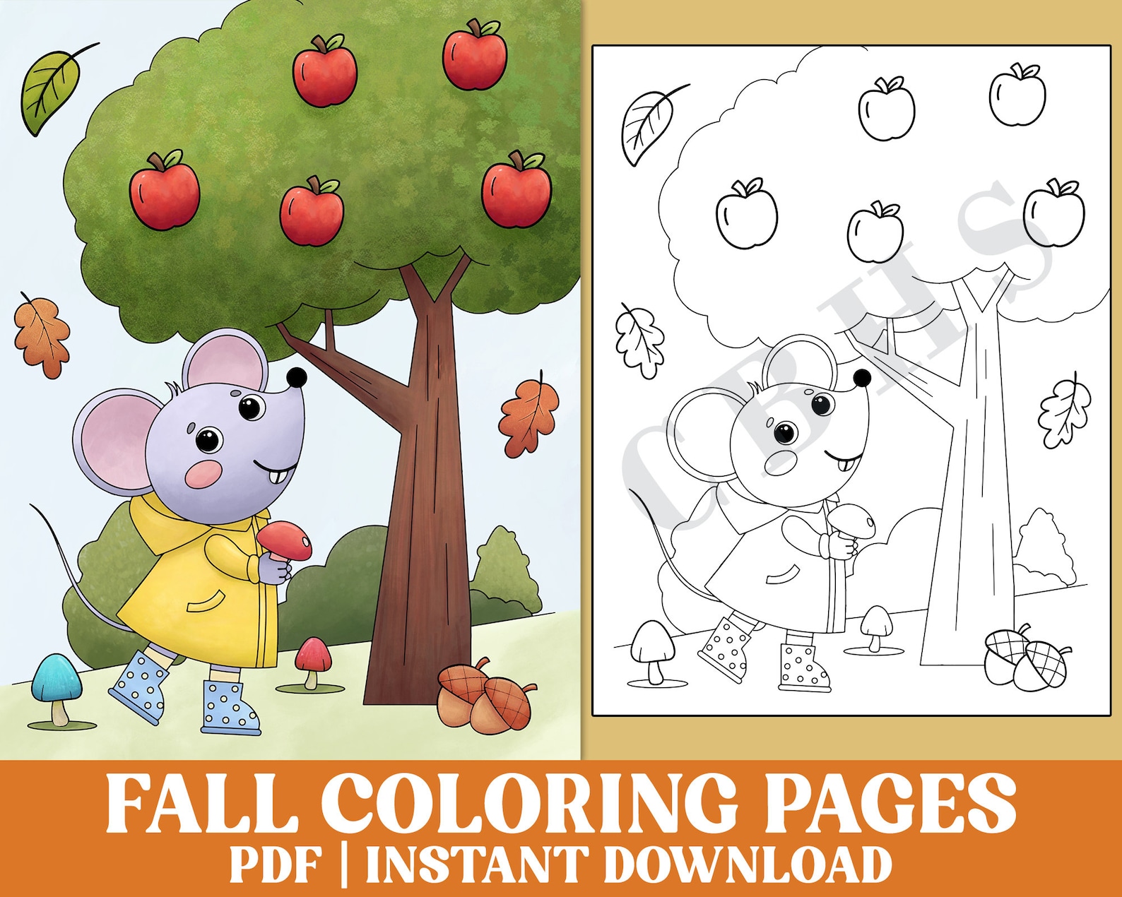 Fall Coloring Pages for Kids Printable V1, Kids Coloring Pages PDF File ...