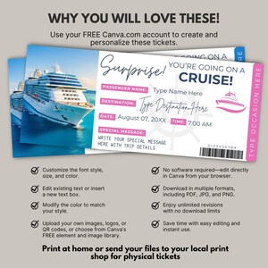 Editable Cruise Ticket Template | Printable Cruise Surprise Ticket | Gift Ticket | Cruise Surprise Boarding Pass | Cruise Vacation