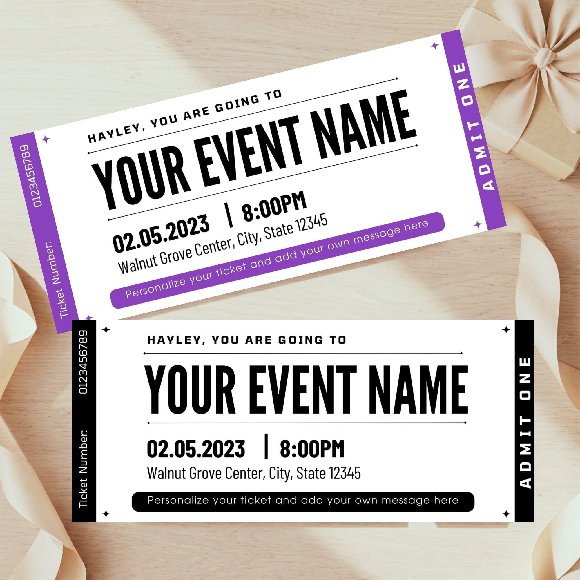Editable Event Ticket Template | DIY Event Surprise Ticket Stub | Gift