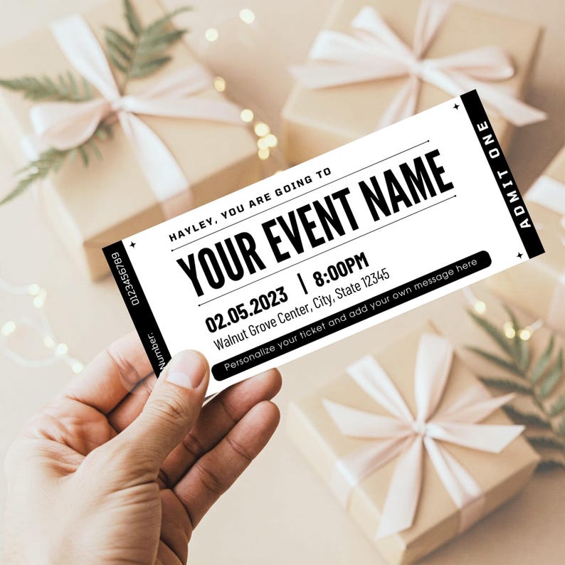 Editable Event Ticket Template | DIY Event Surprise Ticket Stub | Gift