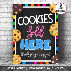 Cookies Sold Here Booth Signage Printable, PDF Cookie For Sale Booth Sign, Cookie Drop Banner, Scout Event Fundraiser Sign, Instant Download