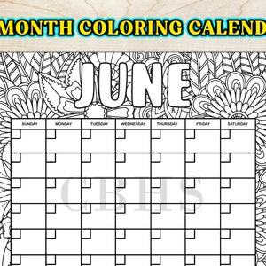 12 Month Adult Coloring Calendar Floral Pattern, Printable Adult Coloring Pages Yearly Calendar 2023, Blank Calendar Downloadable PDF