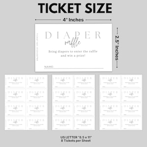Editable Diaper Raffle Tickets Template for Baby Shower Minimalist | Printable Baby Shower Raffle | Baby Shower Raffle Station