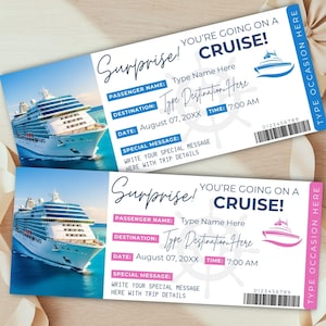 Editable Cruise Ticket Template | Printable Cruise Surprise Ticket | Gift Ticket | Cruise Surprise Boarding Pass | Cruise Vacation