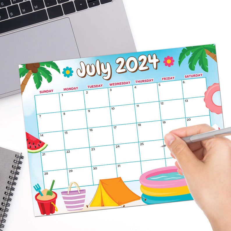 July 2024 Beautiful Summer Calendar - Il 794xN.6072225589 Li5p 