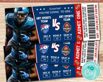 Editable Football Game Ticket Template |  Printable Sports Game Ticket