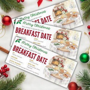 Christmas Breakfast Gift Ticket Template: Editable Breakfast Date ...