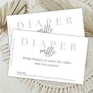 Editable Diaper Raffle Tickets Template for Baby Shower Minimalist | Printable Baby Shower Raffle | Baby Shower Raffle Station