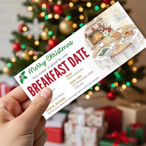 Christmas Breakfast Gift Ticket Template: Editable Breakfast Date ...