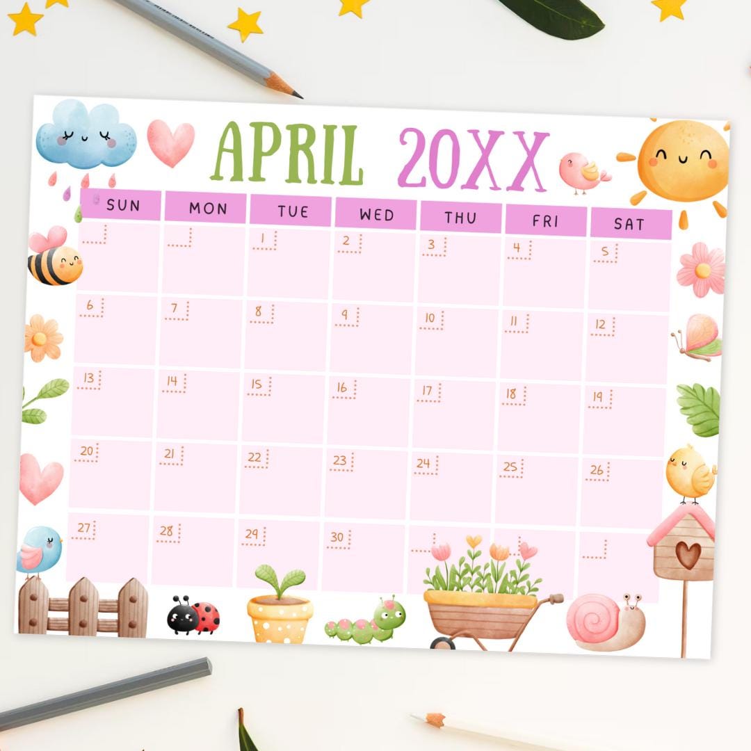 EDITABLE April 2025 Calendar | Cute Monthly Planner, Spring Theme | PDF ...