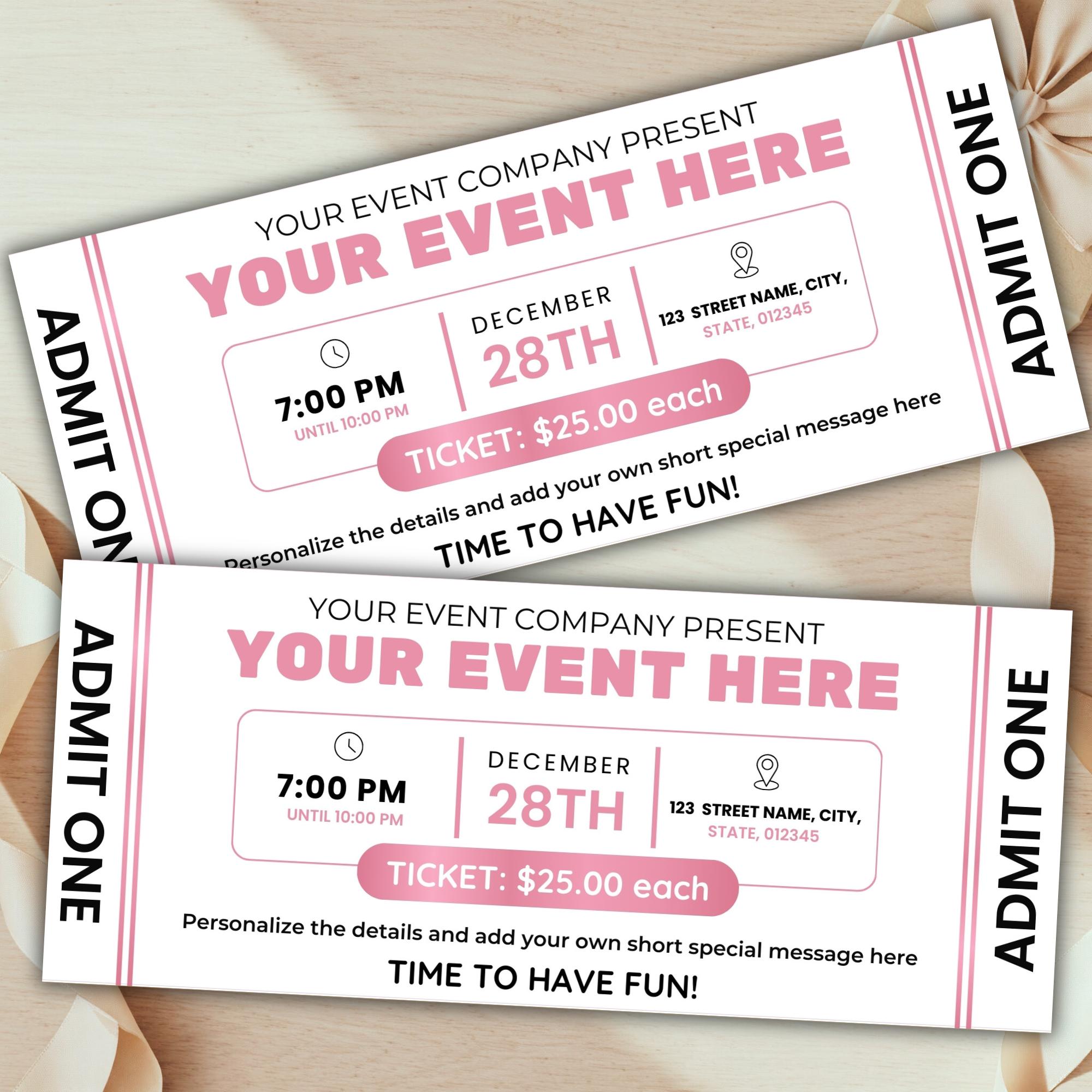 Ticket Example Picture Event Ticket Printable | Editable Event Tickets | DIY Event Ticket ...
