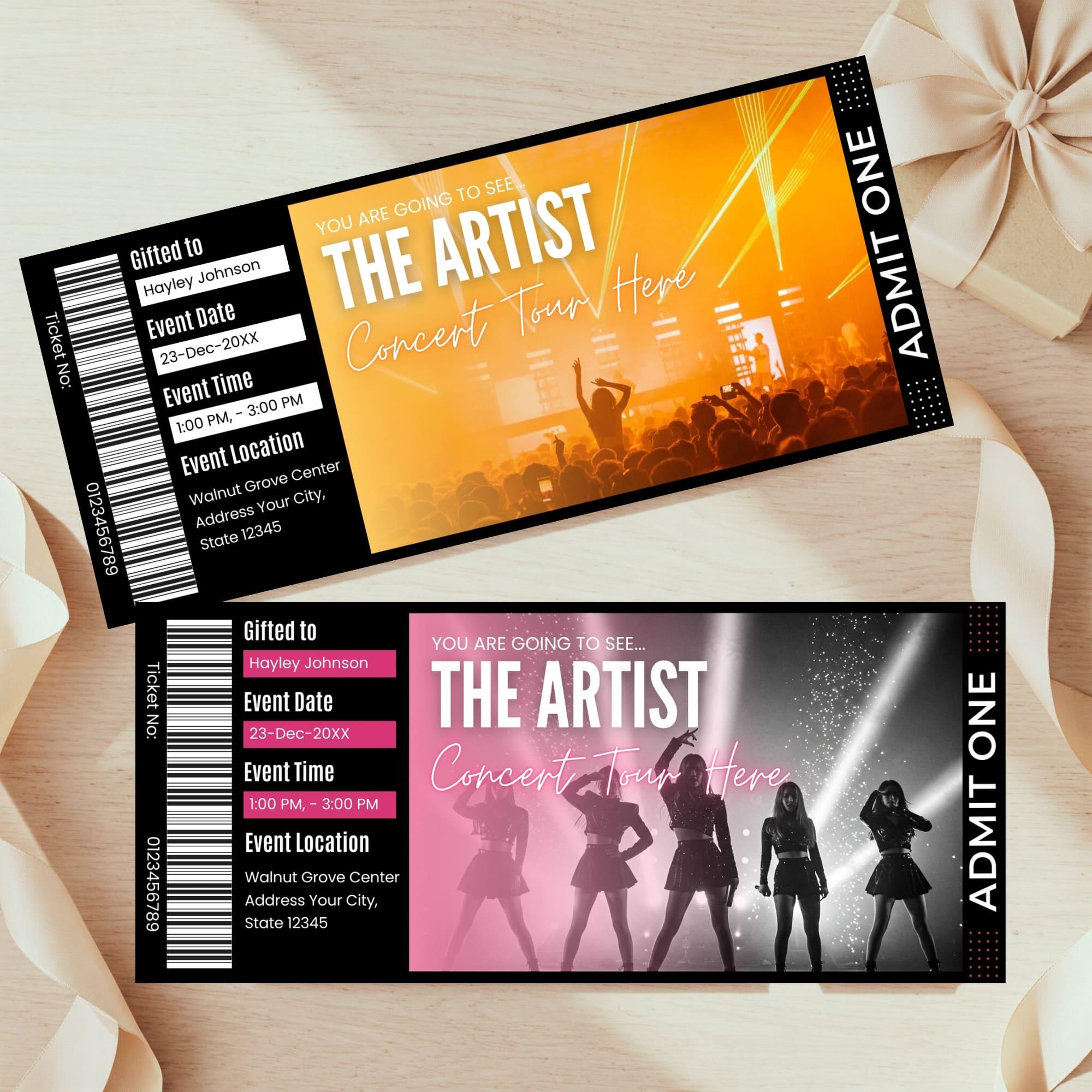 Concert Ticket Template | Editable Concert Ticket Gift | Custom Event