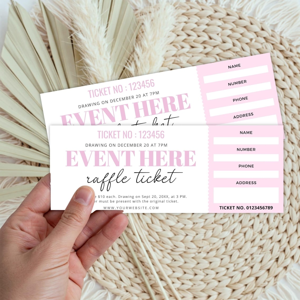 Editable Event Raffle Ticket Template | Printable Fundraiser Ticket ...
