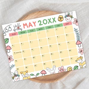 Printable May Calendar 2025 | Mother’s Day Doodle Planner | Cute Hand ...