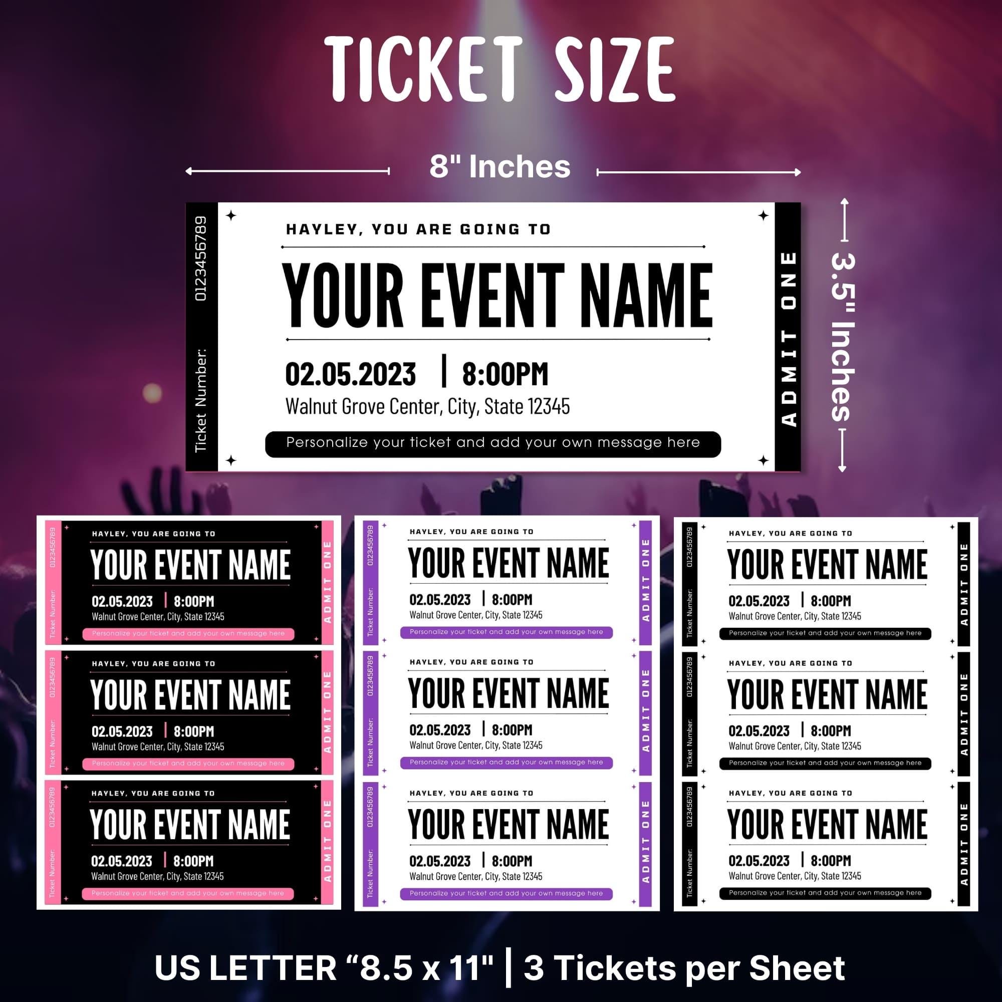 Editable Event Ticket Template | DIY Event Surprise Ticket Stub | Gift