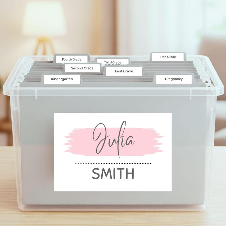 Memory Box Label | Editable School Years Pages | Baby Keepsake Folder ...