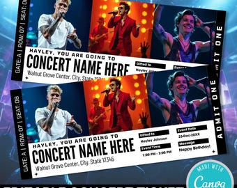 Music Live Concert  Ticket Template | Editable Concert Ticket Gift | Custom Event Ticket Stub | Personalized Surprise Concert Ticket Stub