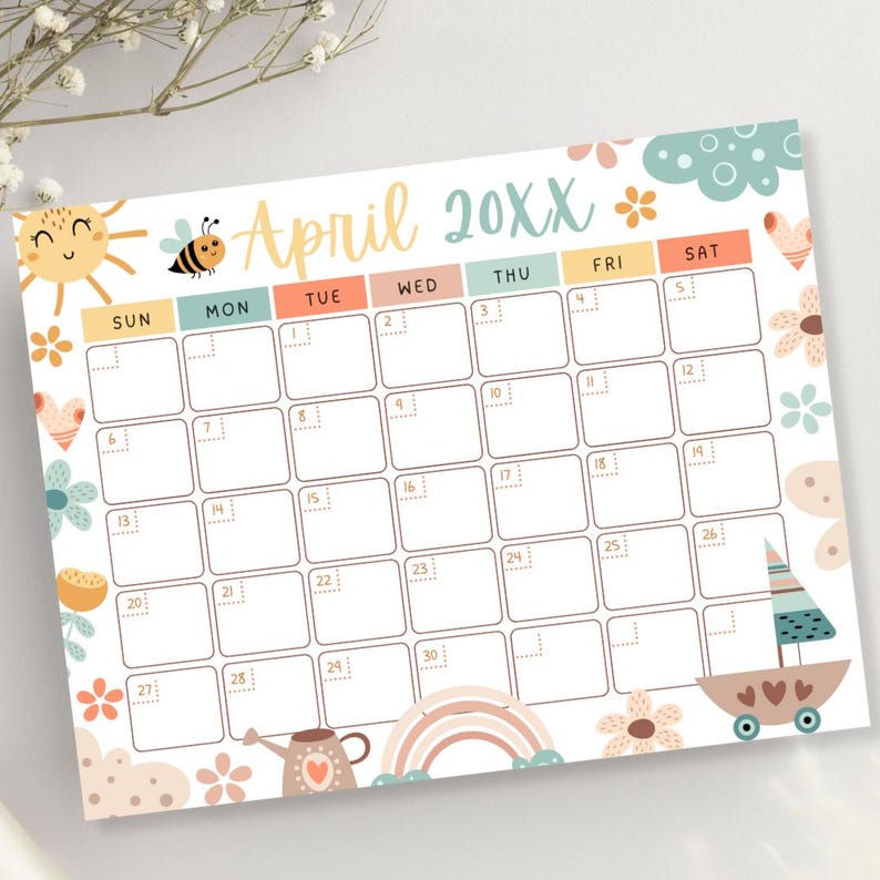 EDITABLE Printable April Calendar 2025 | Boho Spring Theme PDF Monthly ...