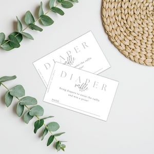 Editable Diaper Raffle Tickets Template for Baby Shower Minimalist | Printable Baby Shower Raffle | Baby Shower Raffle Station