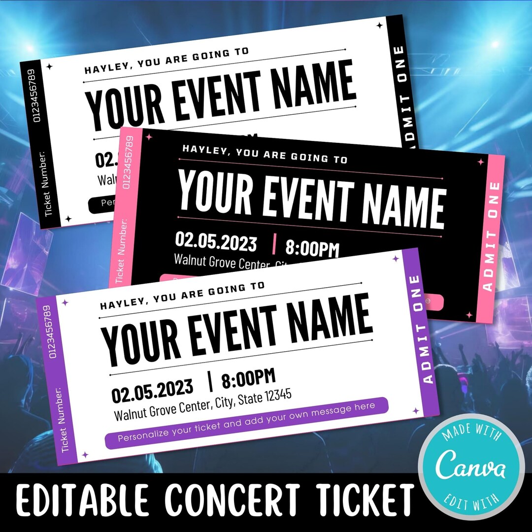 Editable Event Ticket Template | DIY Event Surprise Ticket Stub | Gift