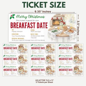 Christmas Breakfast Gift Ticket Template: Editable Breakfast Date ...
