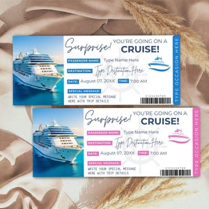 Editable Cruise Ticket Template | Printable Cruise Surprise Ticket | Gift Ticket | Cruise Surprise Boarding Pass | Cruise Vacation