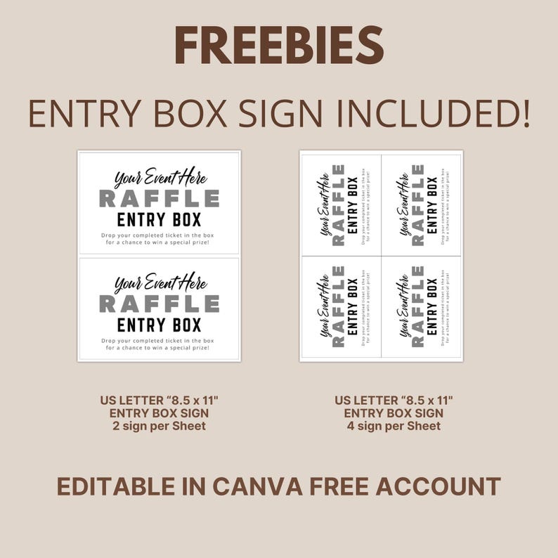 Editable Event Raffle Fundraiser Ticket Template | Printable Charity ...