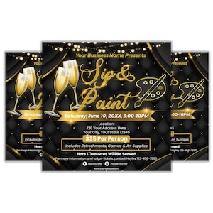 Sip and Paint Flyer Template, Event Flyer,  Paint and Sip Flyer, Event Flyer, Paint Party Flyer,  Flyer Template