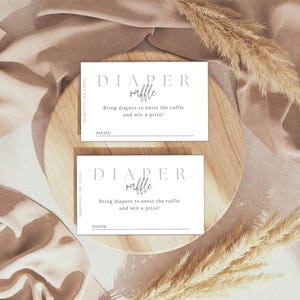 Editable Diaper Raffle Tickets Template for Baby Shower Minimalist | Printable Baby Shower Raffle | Baby Shower Raffle Station