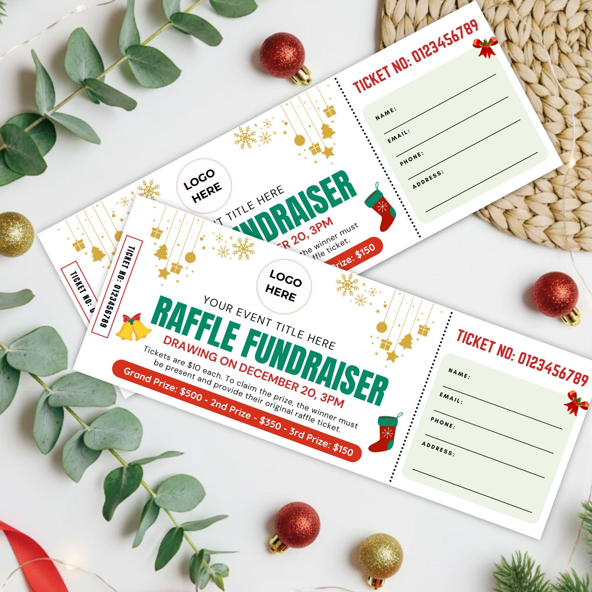 Christmas Raffle Ticket: Editable Xmas and Winter Holiday Raffle Ticket ...