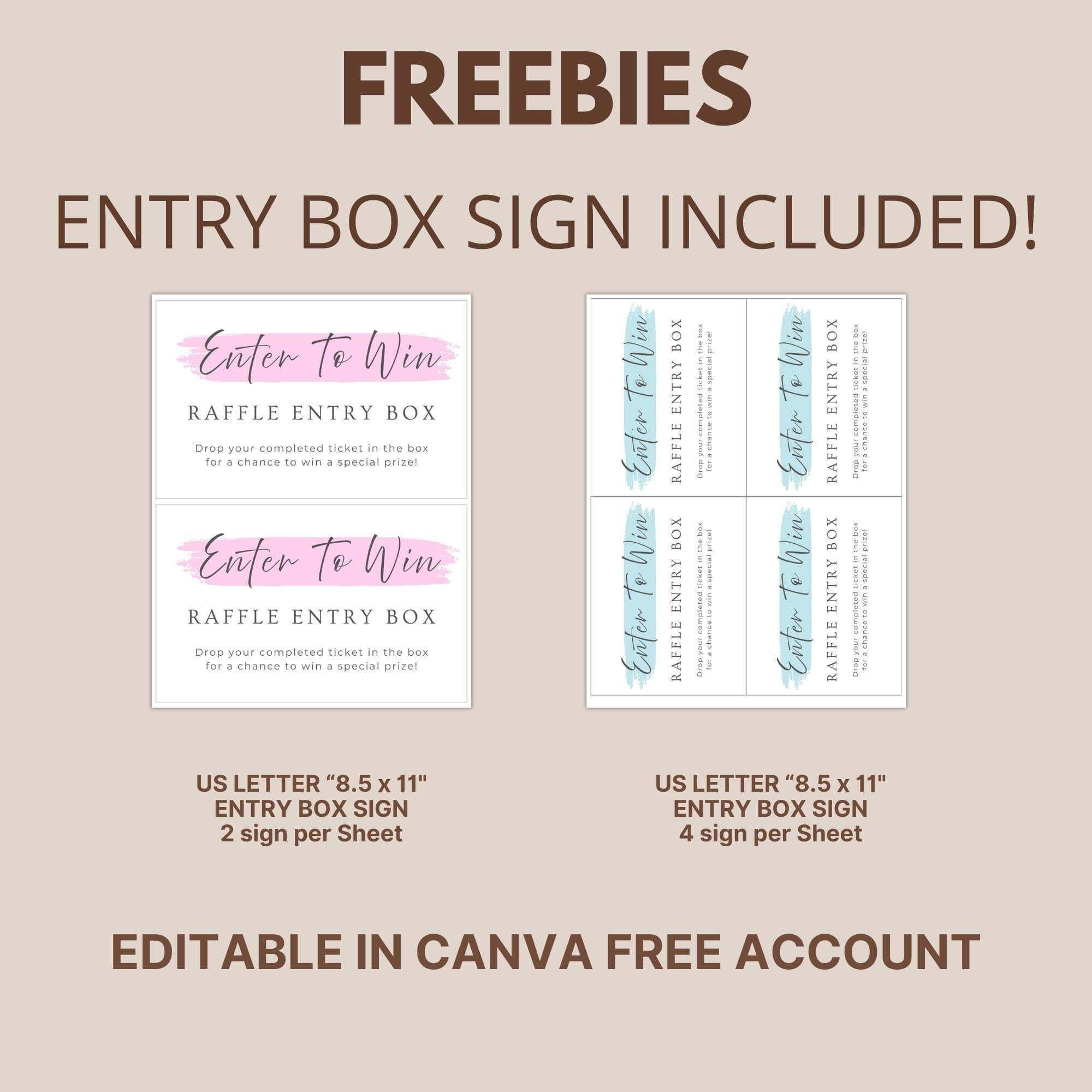 Event Raffle Entry Form Editable Enter to Win Raffle Ticket Template | Printable Event Giveaway ...