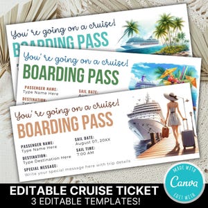 Editable Cruise Tickets | Surprise Ticket Template | Surprise Vacation Boarding Pass | Printable Vacation Gift Ticket | Instant Download