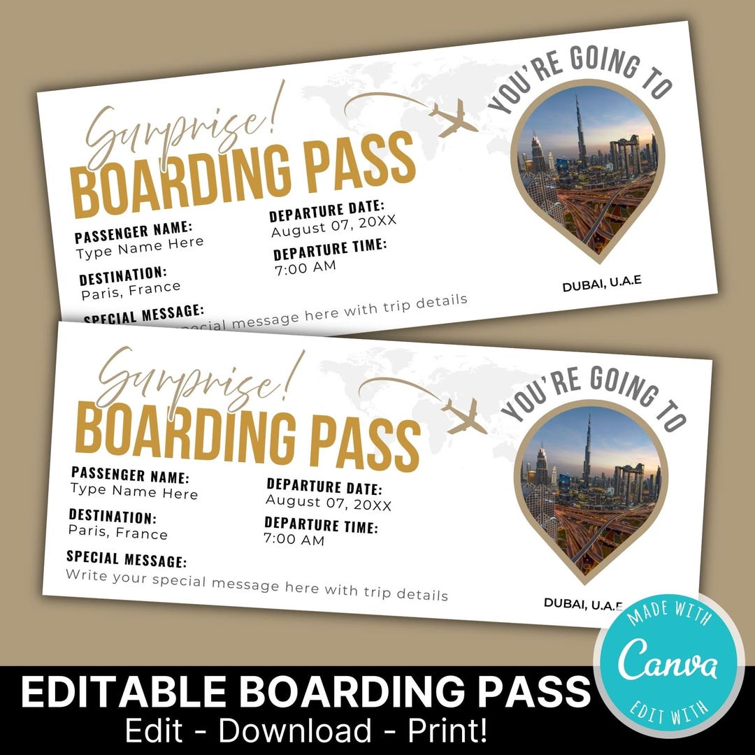 Editable Birthday Boarding Pass Ticket | Surprise Boarding Pass Ticket ...